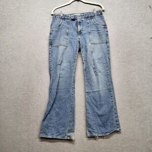 VINTAGE GAP Women Jeans 4 ANKLE Y2K Blue Denim Tab Front Flare 28" Inseam